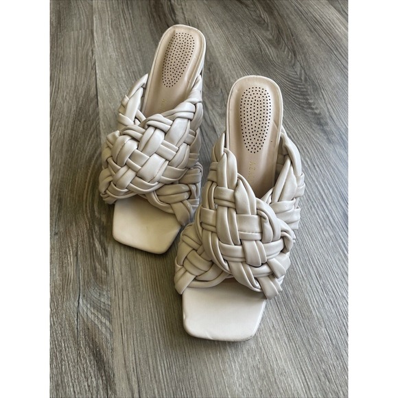 Azalea Wang It's All Love Chunky Woven Heel Carolina Nude Size 7 Bridesmaid 4.5" - Picture 1 of 10